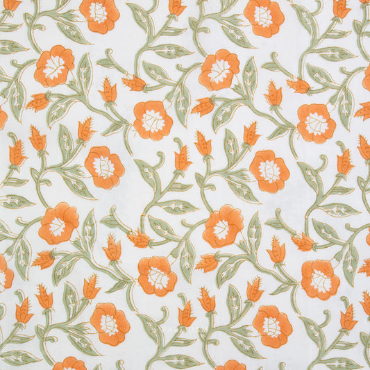 Fableism Indian Block Prints - Cottage - Boho Trumpet Vines in Sage