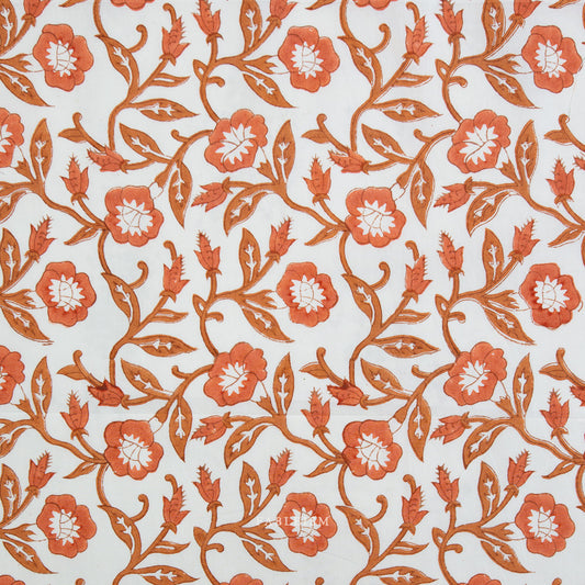 Fableism Indian Block Prints - Cottage - Boho Trumpet Vines in Sienna