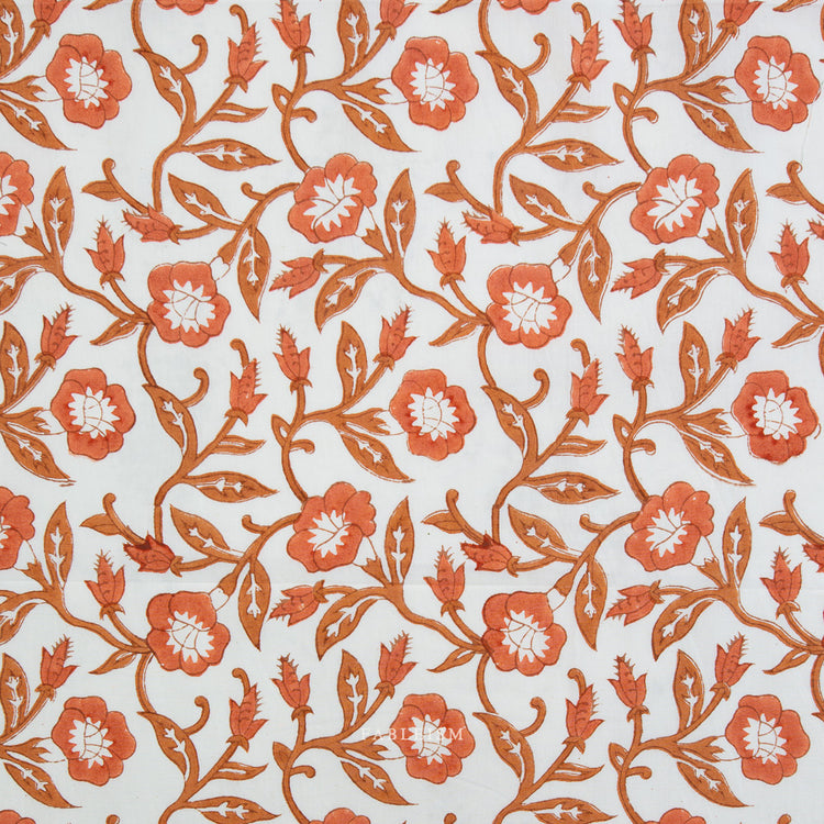 Fableism Indian Block Prints - Cottage - Boho Trumpet Vines in Sienna