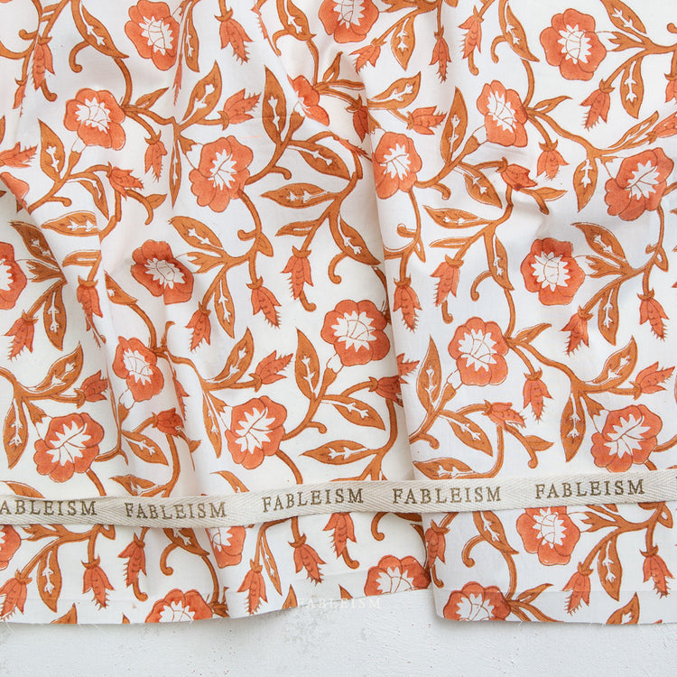 Fableism Indian Block Prints - Cottage - Boho Trumpet Vines in Sienna