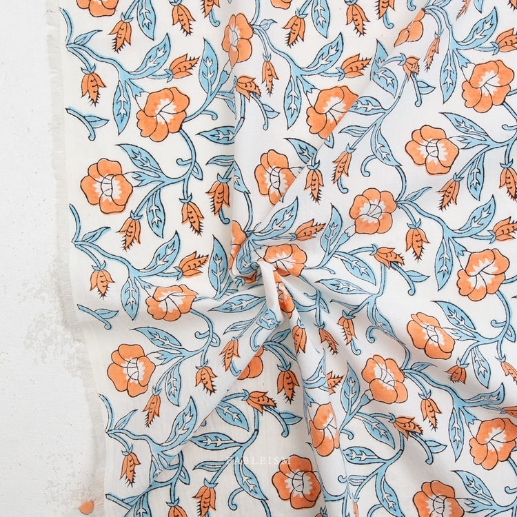 Fableism Indian Block Prints - Cottage - Boho Trumpet Vines in Winter