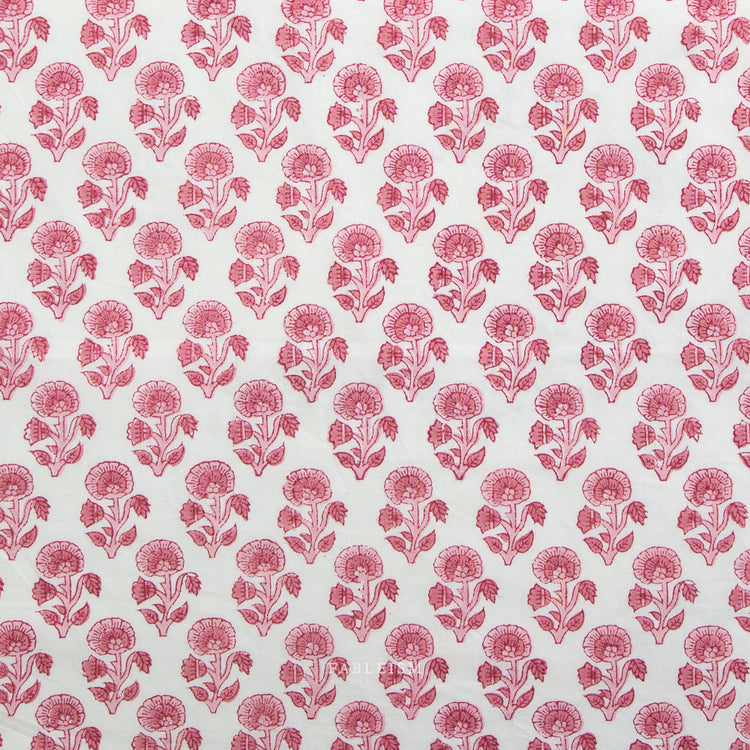 Fableism Indian Block Prints - Cottage - Stamp Floral in Pink