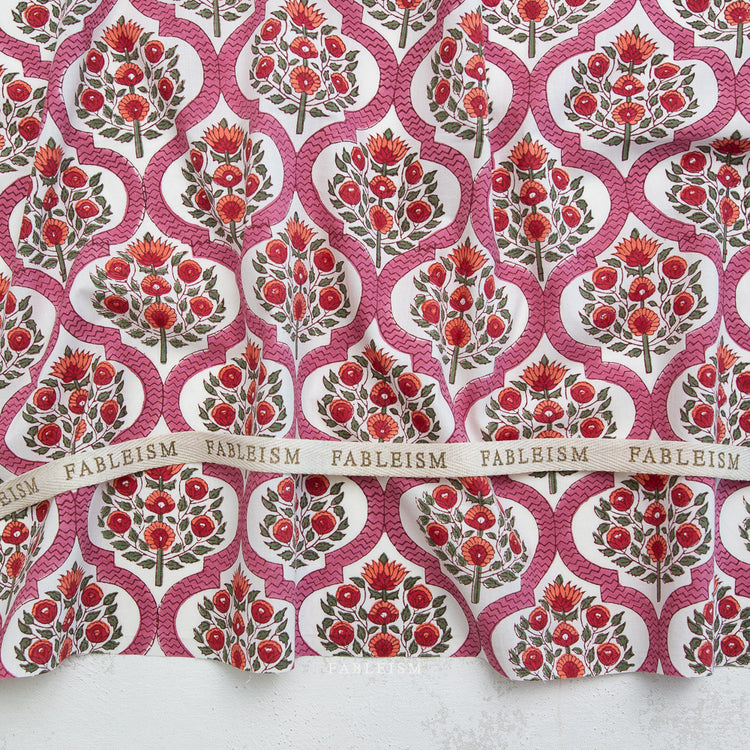 Fableism Indian Block Prints - Cottage - Lattice Floral in Pink