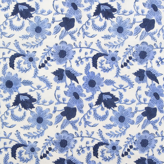 Fableism Indian Block Prints - Cottage - Country Floral in Blue