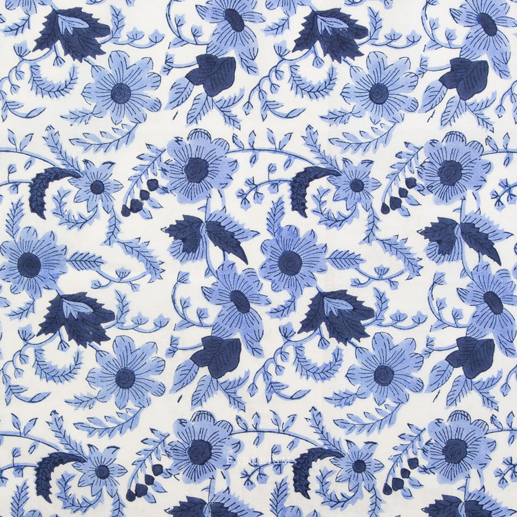 Fableism Indian Block Prints - Cottage - Country Floral in Blue