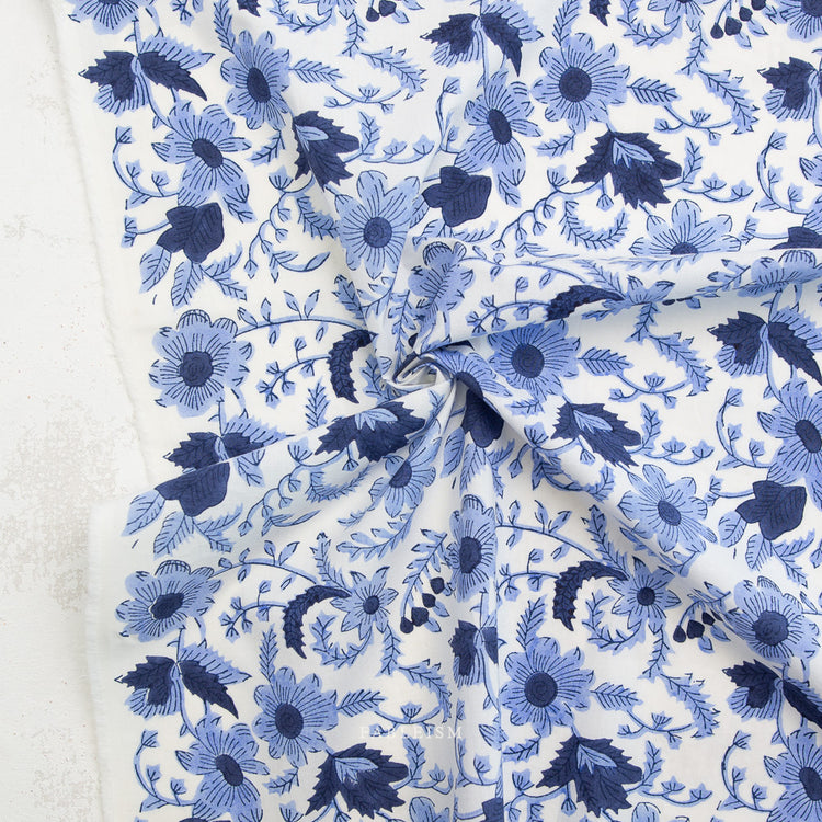 Fableism Indian Block Prints - Cottage - Country Floral in Blue