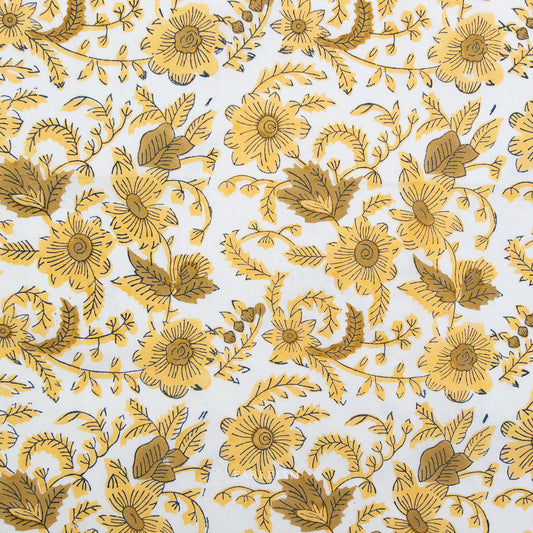 Fableism Indian Block Prints - Cottage - Country Floral in Yellow