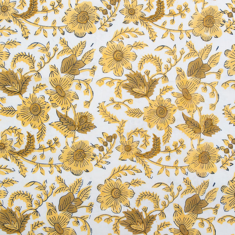 Fableism Indian Block Prints - Cottage - Country Floral in Yellow