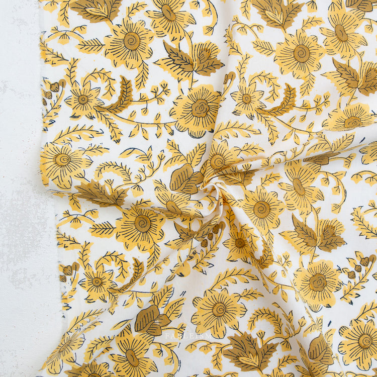 Fableism Indian Block Prints - Cottage - Country Floral in Yellow