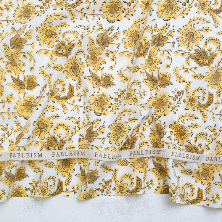 Fableism Indian Block Prints - Cottage - Country Floral in Yellow