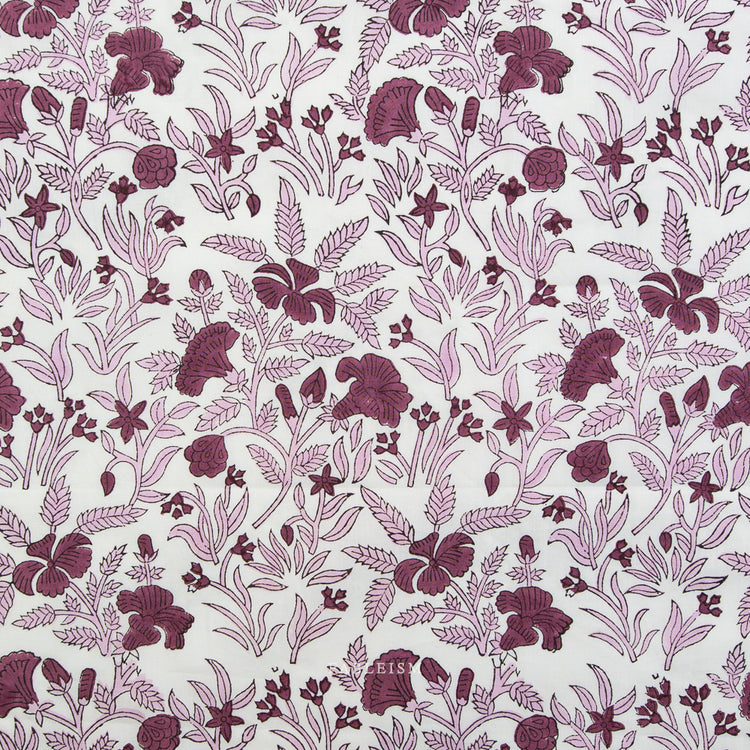 Fableism Indian Block Prints - Cottage - Cosy Floral in Purple