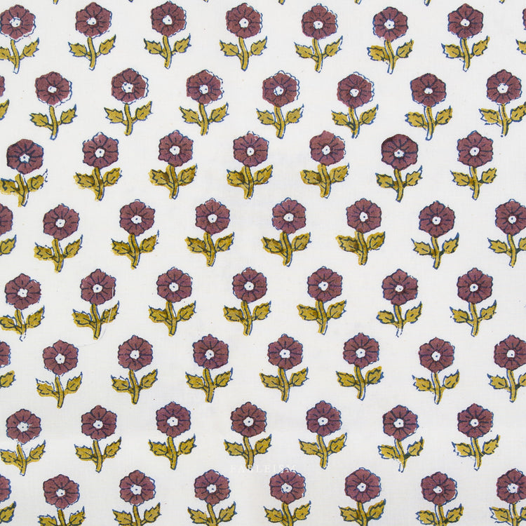 Fableism Indian Block Prints - Cottage - Flowerling in Eggplant