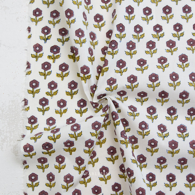 Fableism Indian Block Prints - Cottage - Flowerling in Eggplant
