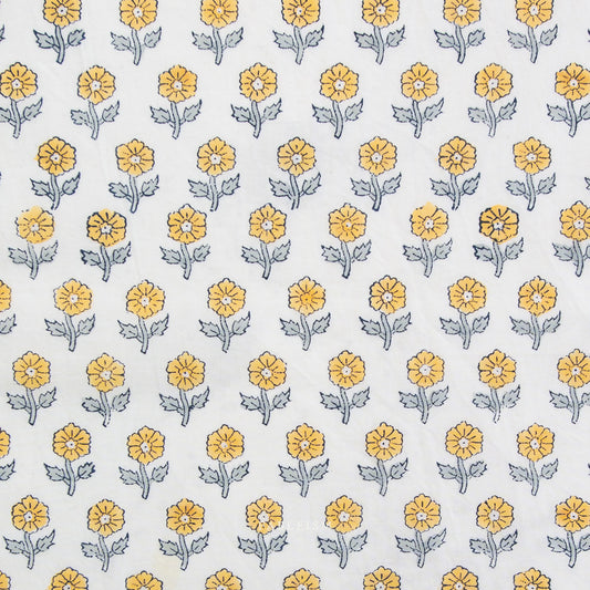 Fableism Indian Block Prints - Cottage - Flowerling in Yellow