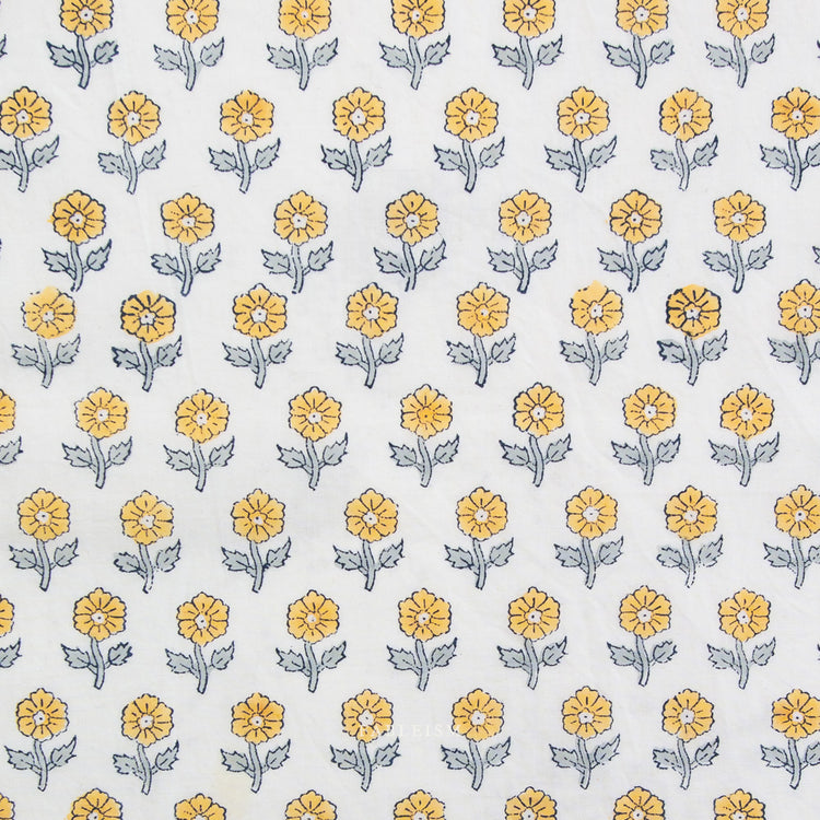 Fableism Indian Block Prints - Cottage - Flowerling in Yellow