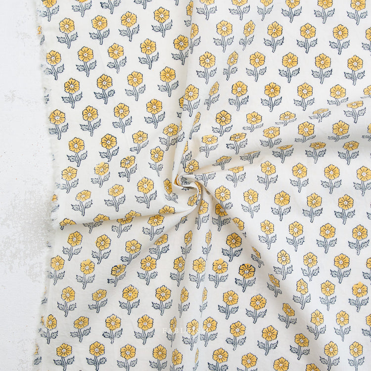 Fableism Indian Block Prints - Cottage - Flowerling in Yellow