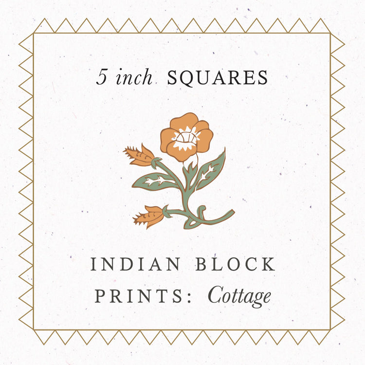 Fableism Indian Block Prints - Cottage - 48 x 5" Squares Pack