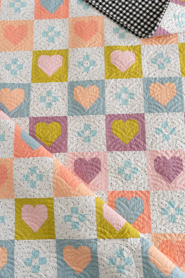 Quilty Love Cozy Checkered Hearts Quilt Pattern