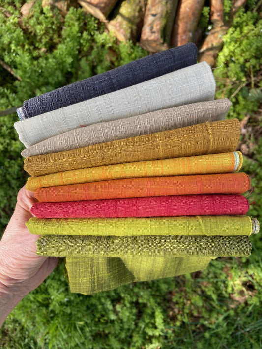Jo Avery Curated Fabric Bundle - 9 Fat Eighths - Handloom - Earthy
