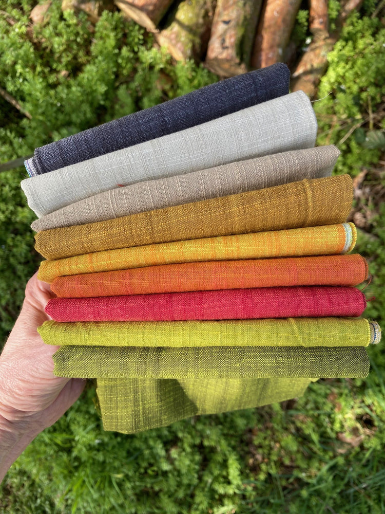 Jo Avery Curated Fabric Bundle - 9 Fat Eighths - Handloom - Earthy