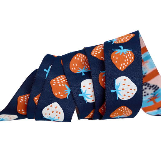 Ruby Star Society - Strawberry in Navy - 1-1/2" Width Ribbon
