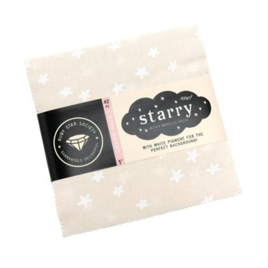 New Ruby Star Society Starry 5" Charm Pack White on Natural