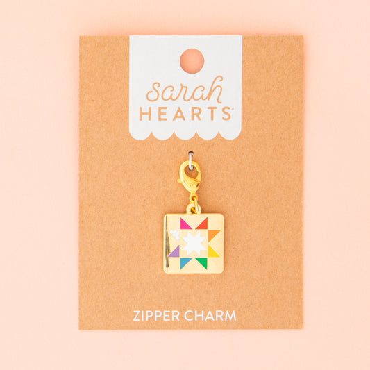 Sarah Hearts - Quilt Star Zipper Charm