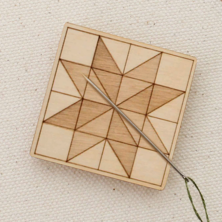 Oh Little Wren Wooden Magnetic Needle Minder - Quilt Block