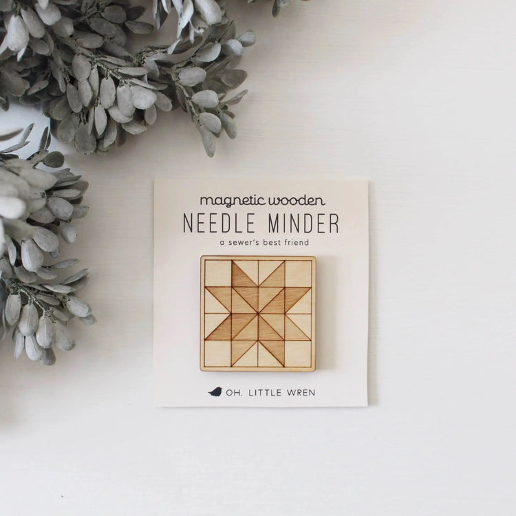 Oh Little Wren Wooden Magnetic Needle Minder - Quilt Block