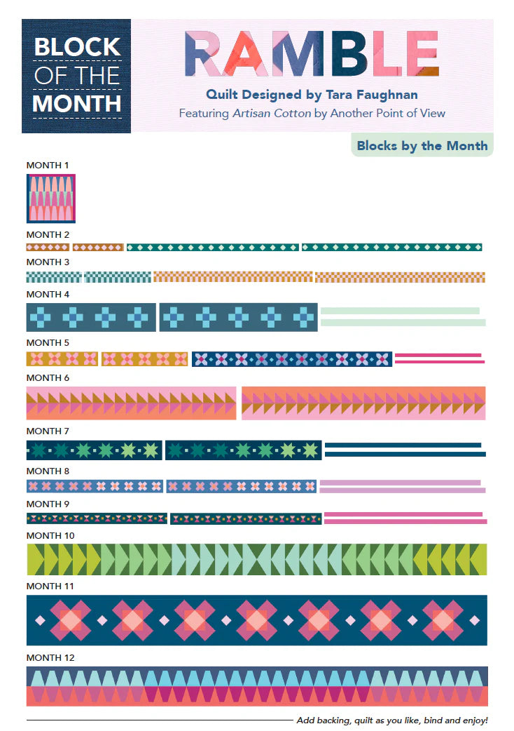 Ramble By Tara Faughnan - Artisan Cotton - 12 Month Block Of The Month - Registration