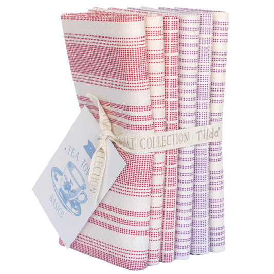 Tilda Tea Towel Basics 6 Fat Quarter Pack Red/Plum
