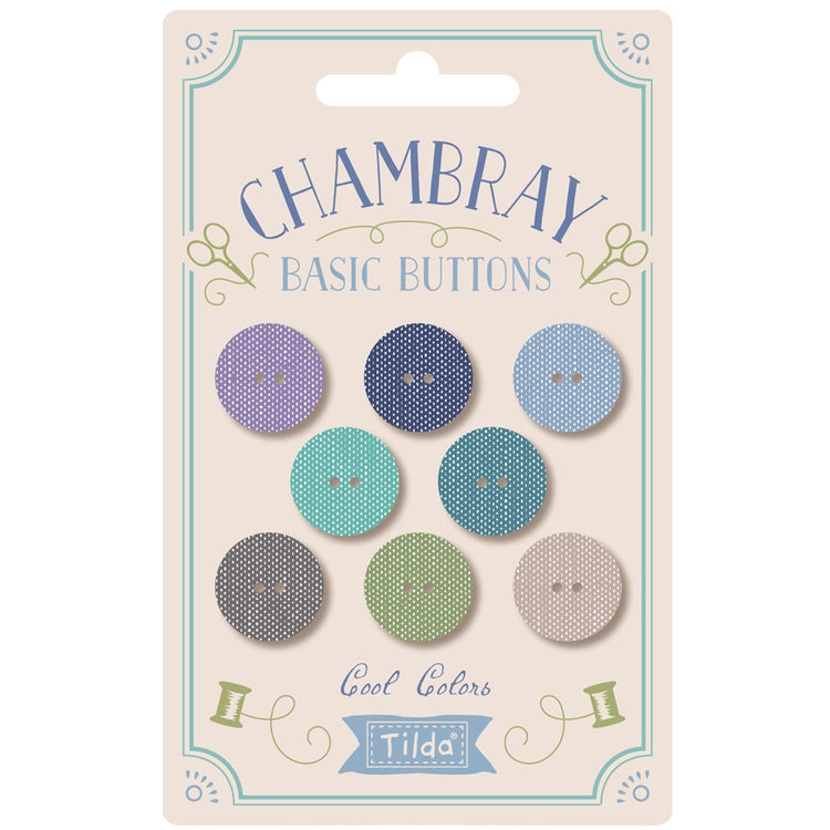 Tilda Buttons Chambray Cool Colours
